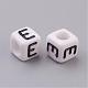 White Letter E Cube Acrylic Beads(X-PL37C9308-E)-2