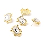 Light Gold Rectangle Alloy Stud Earring Findings(FIND-O002-07LG)