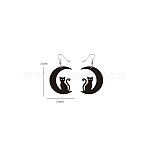 Halloween Theme Acrylic Dangle Earrings, Platinum, Cat Shape, 35x28mm(FS-WG9F574-03)