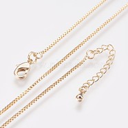 Long-Lasting Plated Brass Box Chain Necklaces, with Lobster Claw Clasp, Nickel Free, Real 18K Gold Plated, 18.3 inch (46.5cm), 1mm(NJEW-K112-03G-NF)