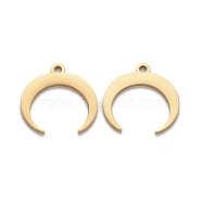 201 Stainless Steel Charms, Double Horn/Crescent Moon, Golden, 14x14.5x1mm, Hole: 1.4mm(STAS-K211-03G)