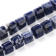 Natural Sodalite Beads Strands, Faceted, Column, 14~15x14~15x9~11mm, Hole: 1.5mm, about 25~30pcs/strand, 15.35 inch(39cm)(G-G801-01)