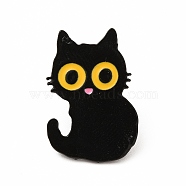Cat Theme Enamel Pin, Electrophoresis Black Alloy Brooch for Backpack Clothes, Gold, 25x17x1mm(JEWB-B005-08A)