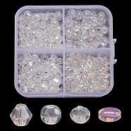 4 Style Electroplate Glass Beads, Mixed Shapes, Clear AB, 6x5mm, Hole: 1mm, 365pcs/box(EGLA-YW0001-35)