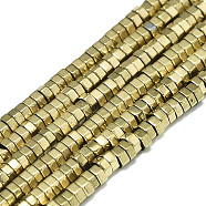 Electroplate Non-magnetic Synthetic Hematite Beads Strands, Hexagon, Real 18K Gold Plated, 2x2x1mm, Hole: 0.5mm, about 190pcs/strand, 15.75 inch(40cm)(G-S352-48A-01)