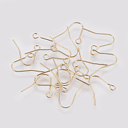 Brass Earring Hooks, with Horizontal Loop Findings, Nickel Free, Real Gold Plated, Real 18K Gold Plated, 11.5x13x0.5mm, 24 Gauge, Hole: 1.5mm(KK-R058-144G)