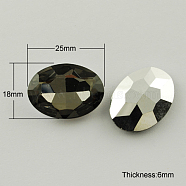 Glass Pointed Back Rhinestone, Back Plated, Faceted, Oval, Gray, 18x25x6mm(RGLA-Q011-18x25mm-5)