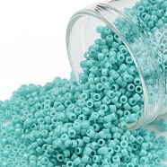 TOHO Round Seed Beads, Japanese Seed Beads, (55) Opaque Turquoise, 11/0, 2.2mm, Hole: 0.8mm, about 5555pcs/50g(SEED-XTR11-0055)