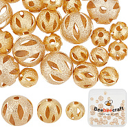 42Pcs 3 Style Brass Filigree Beads, Filigree Ball, Textured, Round, Real 18K Gold Plated, 6~10mm, Hole: 1.4~1.6mm, 14pcs/style(KK-BBC0010-67)