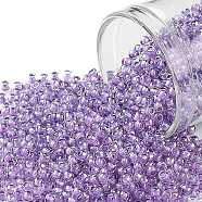 TOHO Round Seed Beads, Japanese Seed Beads, (936) Inside Color Dark Lilac Lined, 11/0, 2.2mm, Hole: 0.8mm, about 5555pcs/50g(SEED-XTR11-0936)