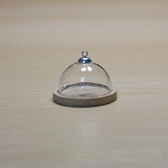 Glass Dome Cover, Decorative Display Case, Cloche Bell Jar Terrarium with Wooden Base, Antique White, 30mm(BOTT-PW0001-273D-02)