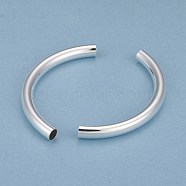 Brass Tube Beads, Long-Lasting Plated, Curved Beads, Tube, 925 Sterling Silver Plated, 67x6mm, Hole: 5mm(KK-Y003-88D-S)