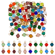 100Pcs 20 Colors Electroplate Transparent Glass Charms, Faceted Rondelle Charms with Golden Tone 304 Stainless Steel Loops, Mixed Color, 13x8mm, Hole: 2.5mm, 5Pcs/color(PALLOY-AB00140)