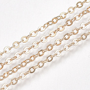 Brass Cable Chains, Soldered, with Spool, Flat Oval, Golden, 2.5x2x0.3mm, about 49.21 Feet(15m)/roll(CHC-S006-03B)