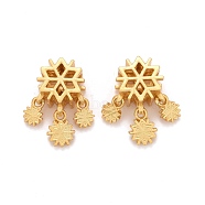 Alloy European Dangle Charms, Large Hole Pendants, Long-Lasting Plated, Cadmium Free & Lead Free, Snowflake, Golden, 20x11x7mm, Hole: 5mm(MPDL-M058-04G)
