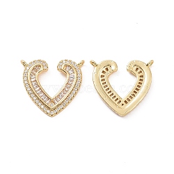 Brass Pave Clear Cubic Zirconia Pendants, Heart Charms, Real 18K Gold Plated, 20x22x2.5mm, Hole: 1.6mm(KK-E068-VC477)