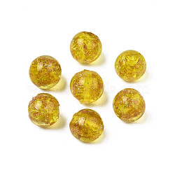 Handmade Gold Sand Lampwork Beads, Round, Goldenrod, 9~10x9~10mm, Hole: 1.5mm(LAMP-T016-09D)