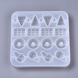 Silicone Molds, Resin Casting Molds, For UV Resin, Epoxy Resin Jewelry Making, Candy & Chocolate & Donut & Ice Cream, White, 179x179x20mm(DIY-F041-08)