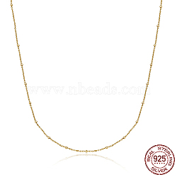 925 Sterling Silver Satellite Chains Necklaces, Real 18K Gold Plated, 15.75 inch(40cm)(HR8525-2)