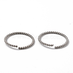 304 Stainless Steel Open Jump Rings, Twist Ring, Stainless Steel Color, 16x1mm, Inner Diameter: 15mm(STAS-L262-36D-P)