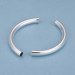 Brass Tube Beads, Long-Lasting Plated, Curved Beads, Tube, 925 Sterling Silver Plated, 67x6mm, Hole: 5mm(KK-Y003-88D-S)