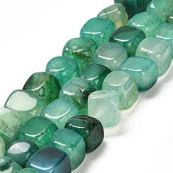 Natural Dragon Veins Agate Beads Strands, Dyed & Heated, Cube, Green, 9x10x9.5mm, Hole: 1.4mm, about 37pcs/strand, 14.57''(37cm)