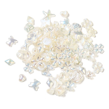 ABS Plastic Imitation Pearl Beads, Mixed Shapes, Beige, 8~17.5x9.5~17.5x3~6.5mm, Hole: 1.6mm, about 243pcs/100g