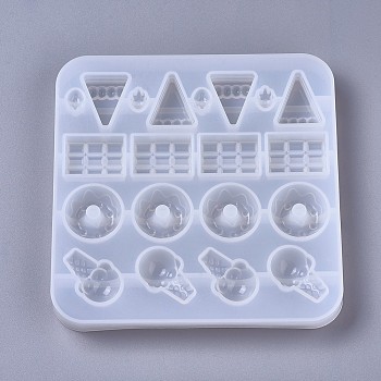 Silicone Molds, Resin Casting Molds, For UV Resin, Epoxy Resin Jewelry Making, Candy & Chocolate & Donut & Ice Cream, White, 179x179x20mm