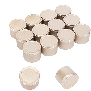 Round Aluminium Tin Cans, Aluminium Jar, Storage Containers for Cosmetic, Candles, Candies, with Screw Top Lid, Textured, Light Gold, 5.1x4cm, Inner Diameter: 4.5cm, Capacity: 50ml, 20pcs/box
