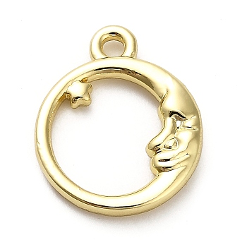 Alloy Pendants, Moon Charms, Golden, 19.5x16x3.5mm, Hole: 2mm
