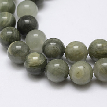 Natural Green Line Jasper Beads Strands, Round, 8mm, Hole: 1mm, about 47pcs/strand, 15.5 inch(39.5cm)