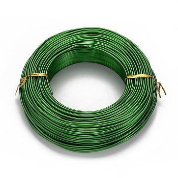 Round Aluminum Wire, Flexible Craft Wire, for Beading Jewelry Doll Craft Making, Green, 12 Gauge, 2.0mm, 55m/500g(180.4 Feet/500g)