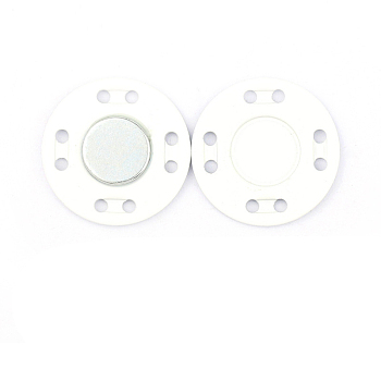 Iron Magnetic Buttons Snap Magnet Fastener, Flat Round, for Cloth & Purse Makings, White, 1.25x0.15cm