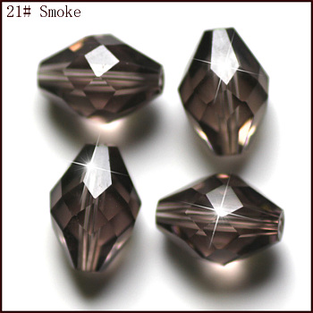 Imitation Austrian Crystal Beads, Grade AAA, Faceted, Bicone, Gray, 8x11mm, Hole: 0.9~1mm