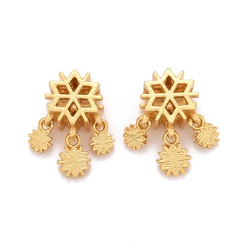 Alloy European Dangle Charms, Large Hole Pendants, Long-Lasting Plated, Cadmium Free & Lead Free, Snowflake, Golden, 20x11x7mm, Hole: 5mm