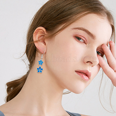 5 paires 5 boucles d'oreilles pendantes en alliage d'émail de couleurs(EJEW-AN0004-76)-6