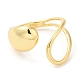 Rack Plating Brass Teardrop Open Cuff Ring for Women(RJEW-A016-06G)-1