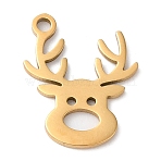 Christmas 201 Stainless Steel Pendants, Elk Charm, Golden, 15.5x12.5x1mm, Hole: 1.5mm(STAS-D053-07G)