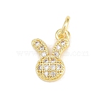 Brass Micro Pave Clear Cubic Zirconia Pendants, Long-Lasting Plated, Rack Plating, Lead Free & Cadmium Free, Real 18K Gold Plated, Rabbit, 12x8.5x3mm, Hole: 3.5mm(KK-F938-25E-G)