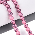 Synthetic Turquoise Beads Strands, Dyed, Smooth Round, Hot Pink, 6~6.5mm, Hole: 1mm, about 64pcs/strand, 14.96 inch(38cm)(G-N364-07A-01)