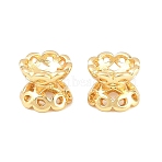 Double Side Brass Bead Caps, Flower, Rack Plating, Long-Lasting Plated, Cadmium Free & Lead Free, Real 18K Gold Plated, 6.5x5.5mm, Hole: 1.2~1.5mm(KK-H292-36G-03)