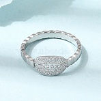 304 Stainless Steel Micro Pave Cubic Zirconia Finger Rings for Women, Oval, Stainless Steel Color, 8mm, Inner Diameter: 18mm(RJEW-A104-02P)