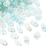Gradient Color Transparent Frosted Acrylic Beads, with Golden Foil, Peanut, Pale Turquoise, 3x6x4mm, Hole: 1.5mm, about: 250pcs/10g(X1-OACR-M023-06F)