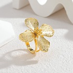 304 Stainless Steel Finger Rings, Flower, Golden, US Size 7 1/4(17.5mm)(RJEW-H267-01G)
