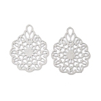 201 Stainless Steel Charms, Flower, Stainless Steel Color, 14.5x11.5x0.3mm, Hole: 2x1mm(STAS-C153-06P)