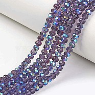 Electroplate Glass Beads Strands, Half Rainbow Plated, Faceted, Rondelle, Indigo, 2.5x2mm, Hole: 0.4mm, about 150~155pcs/strand, 32~33cm(EGLA-A034-T1mm-L13)