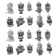 Tibetan Style Alloy Pendants, for Halloween, Owl Shape, Antique Silver, 50pcs/Box(TIBE-CJ0001-10)