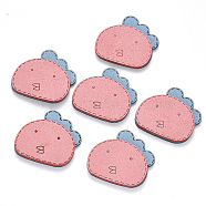 Faux Suede Patches, Costume Ornament Accessories, for Magic Tape Hair Clip Making, Chook, Pink, 33x35x3mm(FIND-R075-34)