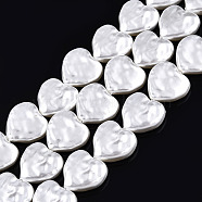 ABS Plastic Imitation Pearl Beads Strands, Heart, Creamy White, 13.5x14x5mm, Hole: 0.6mm, about 30pcs/strand, 15.55 inch~15.75 inch(39.5~40cm)(KY-N015-09-B01)