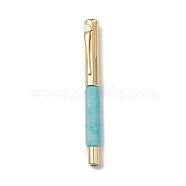 Dyed Natural Quartz Brass Pens, Reiki Energy Fountain Pen, with Pen Case, Office & School Supplies, 142x19x14mm(AJEW-M209-04G)